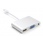 HS0581 Type C to HDMI +VGA +3.5mm Audio 3 in 1 Adapter 