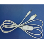 HS0874 white USB Male to 3.5*1.35mm DC cable 120cm with button