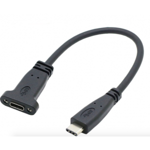 HS1015 Type C Male to Female Extension Data Cable with Panel Mount Screw Hole 30cm/50cm/100cm
