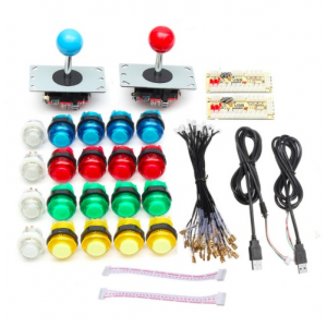 HS1025 2 Players DIY Arcade Joystick Kits With 20 LED Arcade Buttons + 2 Joysticks + 2 USB Encoder Kit + Cables Arcade Game Parts Set