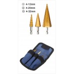 HS1343 3pcs 4-12/20/32mm HSS Titanium Step Cone Drill Bit Hex Shank Hole Cutter with Bag