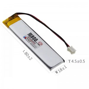 HS1545A 3.7V 800mAh battery 81*18*4.5mm  with PH2.0 connector