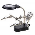 HS1667 Soldering Iron Stand Welding Tool With Magnifier LED Alligator Clip Holder Clamp TE-801