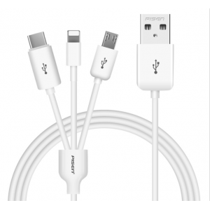 HS1680 Pisen TYPE-C+Micro +Iphone 6s/7/8 quick charging cable 1.2M