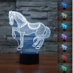 HS1939 3D Horse LED Lamp 7 Color Change Touch Sensor