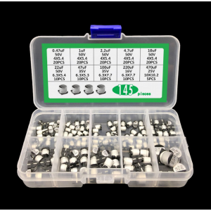 HS2137 10values 145pcs SMD Electrolytic capacitor assorted kit 10V~50V 0.47uF~470uF with storage box