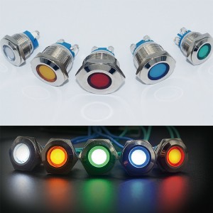 HS2175 3-6V 12V 24V 220V LED metal signal light waterproof 16mm 19mm 22mm