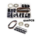 HS2238 520PCS 2.54mm Jumper Pin Housing Header Crimp Connector With Hook Kit Male Femal Terminals Set Black Jump Wire Connectors