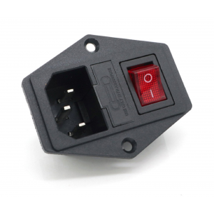 HR0405 AC-01A ICE320 C14 Power Socket Receptable Inlet With Fuse Holder Red Light On-Off Rocker Switch