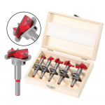 HS2261 5Pcs Forstner Drill Bit Set 15-35mm （15 20 25 30 35mm） Wood Auger Cutter Hex Wrench Woodworking Hole Saw For Power Tools