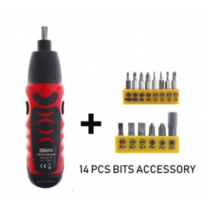 HS2352 Mini Electric Screwdriver Battery Operated Cordless  With  14pcs Screws