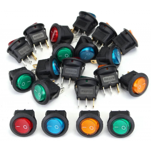 HS2401 10pcs KCD1 Rocker Switch 20mm with light 3Pin 2position 12V