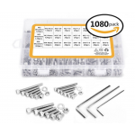 HS2429 M2 M3 M4 Stainless Steel Hex Socket Cap Head Screws Bolts Nuts Assortment Kit 1080pcs