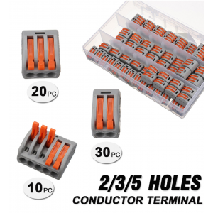 HS2444 60Pcs 2/3/5 Holes Spring Conductor Terminal Block Electric Cable Wire Connector