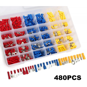 HS2445 480Pcs Insulated Electrical Wire Connector Terminal Crimp Connectors Kit Box