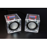 HS0045 Dual Channel DIY Transparent Mini Amplifier Speaker Kit 65x65x70mm 3W Per Channel 