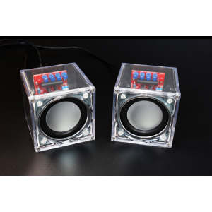 HS0045 Dual Channel DIY Transparent Mini Amplifier Speaker Kit 65x65x70mm 3W Per Channel 
