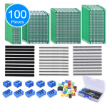 HS2575 100 Pcs PCB Board Kit Including 30 Pcs PCB Boards 30 Pcs 40 Pin 2.54mm Header Connector(Bonus: 10 Pcs 2P&3P Terminal Blocks and 30 Pcs Caps