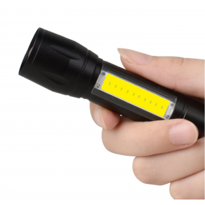 HS2590 Front XPE LED light 2 Modes  + Side COB Light USB Rechargeable Zoomable Mini LED Flashlight Suit