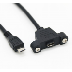 HS2600 Micro USB 2.0 Male to Female Extension Cable 50cm With Screws Panel Mount Hole