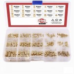 HS2621 250 Pcs M2 M3 M4 Female Thread Brass Knurled Threaded Insert Embedment Nuts Assortment Kit