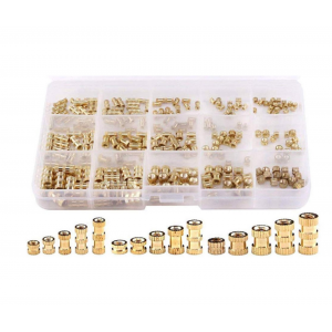 HS2621 250 Pcs M2 M3 M4 Female Thread Brass Knurled Threaded Insert Embedment Nuts Assortment Kit