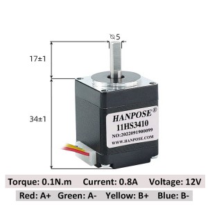 HS2665 NEMA11 Stepper Motor 1.8 Degree 34MM 11HS3410 HS2665 NEMA11 Stepper Motor 1.8 Degree 34MM 11HS3410
