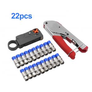 HS2787 Coaxial Cable Stripper RG6 / RG59 Compression F Connector Tool Crimp Pliers Stripper Network Clamp Crimp Tool With 20pcs F Head
