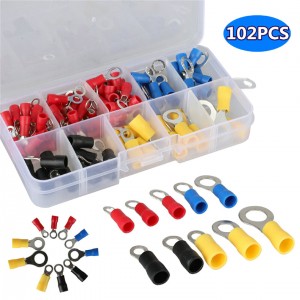 HS2803 102PCS 10Kinds RV Ring Terminal Electrical Crimp Connector Kit Set