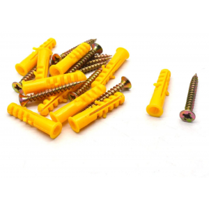 HS2872 Yellow Croaker Plastic Expansion Bolts anchors Expansion Tube Self-Tapping Screw for Door Window Frames Cabinet Fixing - M6*30mm x 40pc/ M8*40mm x20