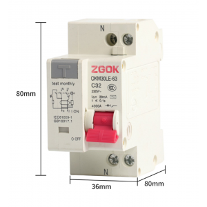 HS2893 DZ30LE-32  1P+N Residual current Circuit breaker 6A 10A 16A 20A 25A 30A