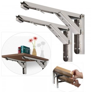 HS2934 2pcs Folding Shelf Brackets Heavy Duty Stainless 