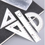 HS3051 Metal Ruler Set Triangle Protractor Multi-functional Ruler Student Mapping Measuring Drawing Painting Ruler for Office School
