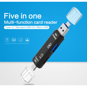 HS3084 New 5 In1 TF Memory Card Reader USB 3.0 Type C/USB/Micro USB SD OTG Adapter