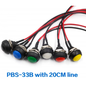 HS3381 10pcs PBS-33B 12mm  Momentary Push Button with 20cm wire