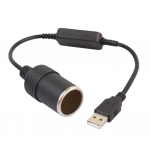 HS3385 5V USB to 12V Car Cigarette Lighter Female Socket Adapter 35cm