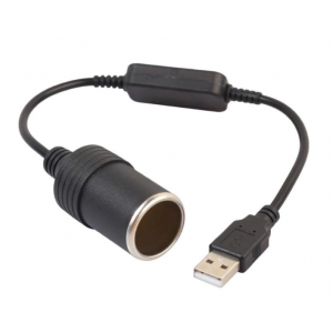 HS3385 5V USB to 12V Car Cigarette Lighter Female Socket Adapter 35cm