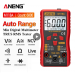HS3405 ANENG M118A Digital Mini Multimeter Tester Auto Mmultimetro True Rms Tranistor Meter with NCV Data Hold 6000counts Flashlight