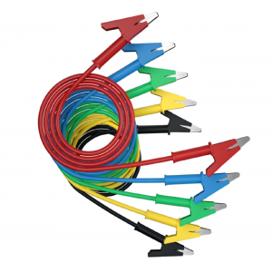 HS3429 5 color in one set 1M 4mm Silicone Alligator to Alligator Test Probe Lead Wire Cable