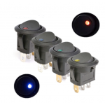 HS3509 KCD2 12V 20A Round Rocker Switch Toggle ON-OFF 2 Position 3 Pins Push Button Switches With Light 