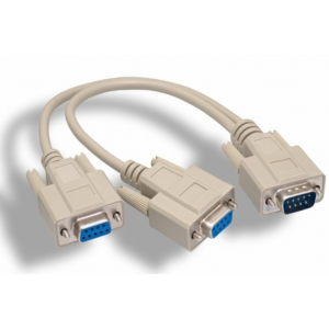 HS3738 DB9 RS232 Serial Splitter Cable, 1 Male / 2 Female 9P