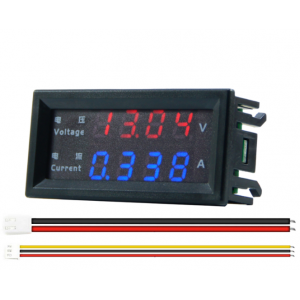 HS4007 4 digit 200V 10A Voltmeter Ammeter Blue + Red LED Amp 