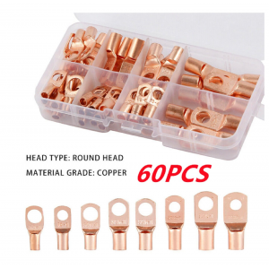 HS4176 Copper 60pcs SC6-25 Cable Ring Lug Terminals Connector 