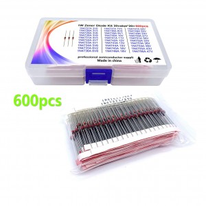 HS4189 30 kinds of 600 1W Zener crystal glass Zener diodes kit 1N4727(3V0)-4756A(47V) 