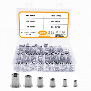 HS4343 205pcs M3-M10 304 stainless steel Rivet Nut set