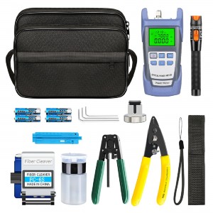 HS4431 19pcs/set FTTH Fiber Optic Tool Kit with Fiber Cleaver -70~+10dBm Optical Power Meter Visual Fault Locator 10mw