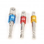 HS4684 3 Pcs Drill Socket Adapter 1/4 3/8 1/2