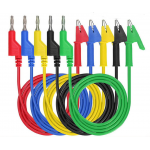 HS0356 5 color in one set 1M 4mm Silicone Banana Plug to Crocodile Alligator Clip Test Probe Lead Wire Cable
