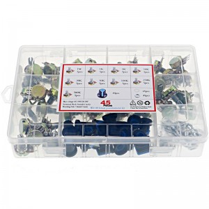 HS5005 45PCS Potentiometer Kit,WH148 B1K 5K 10K 20K 50K 100K 250K 500K 1M ohm potentiometers