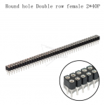 HS5053 2x40P 2.54mm Round Hole Double Row Straight Female Pin header Silver